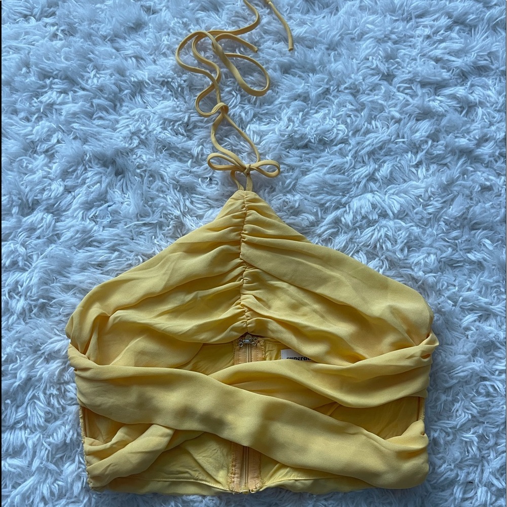 Super down Yellow a crop top size Small